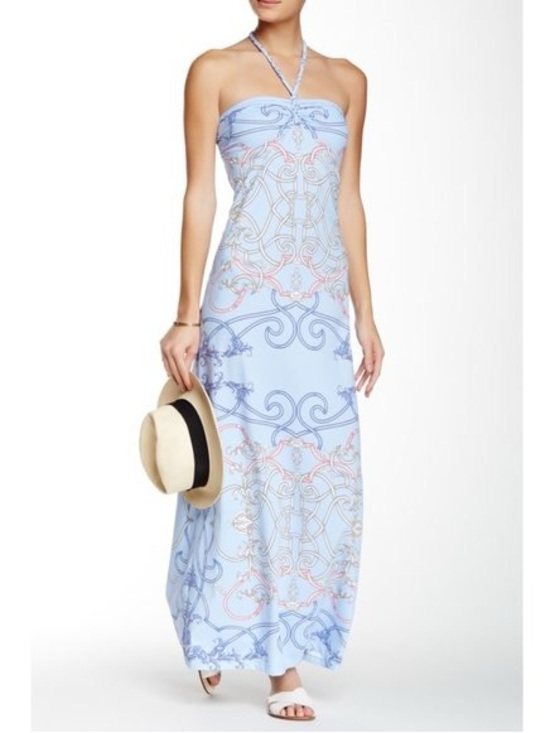 J. McLaughlin Dresses & Skirts - J. McLaughlin Light Blue Printed Strapless Maxi Dress